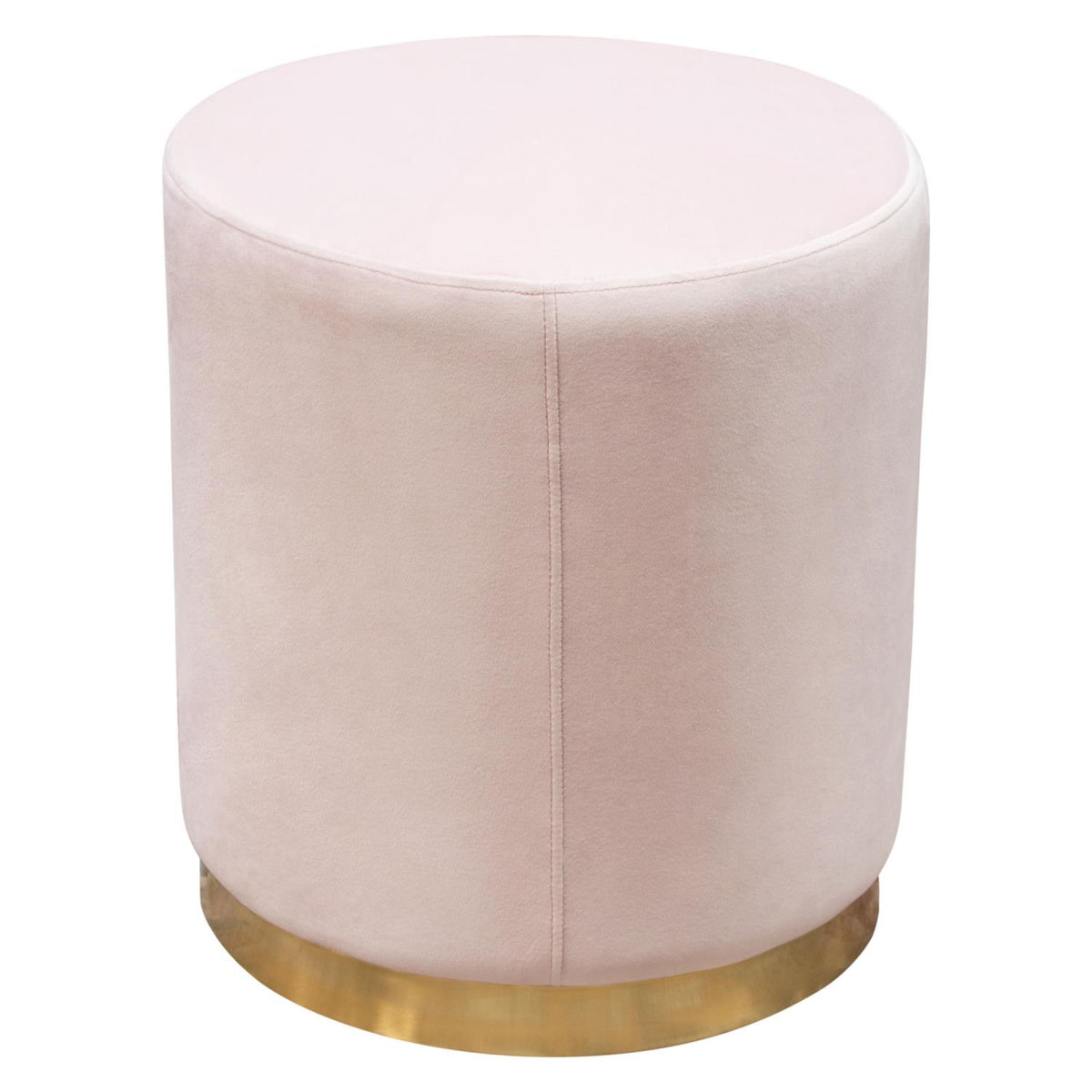 Blush Pink Velvet Round Accent Ottoman B582