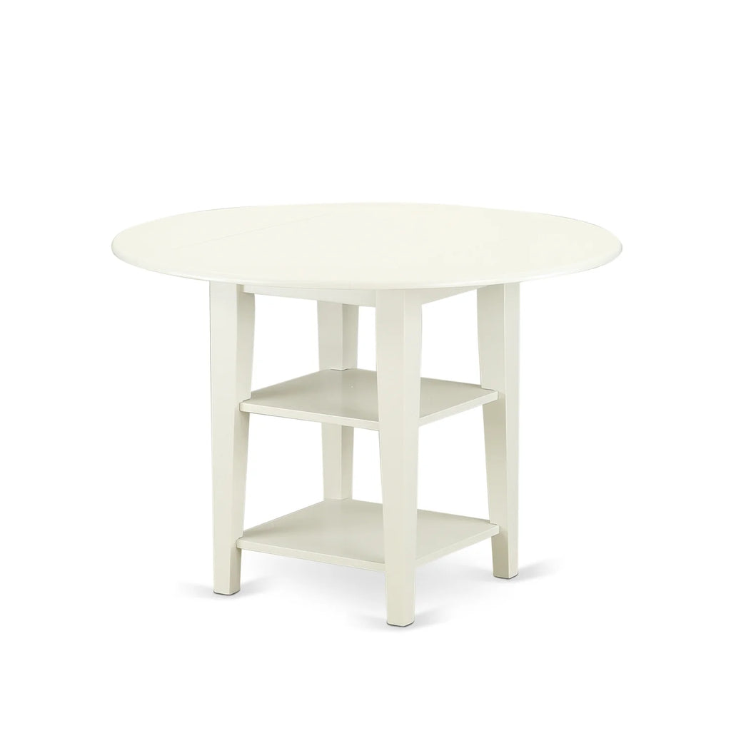5-Piece Round Dining Table Set with 4 Chairs and Shelves N6768