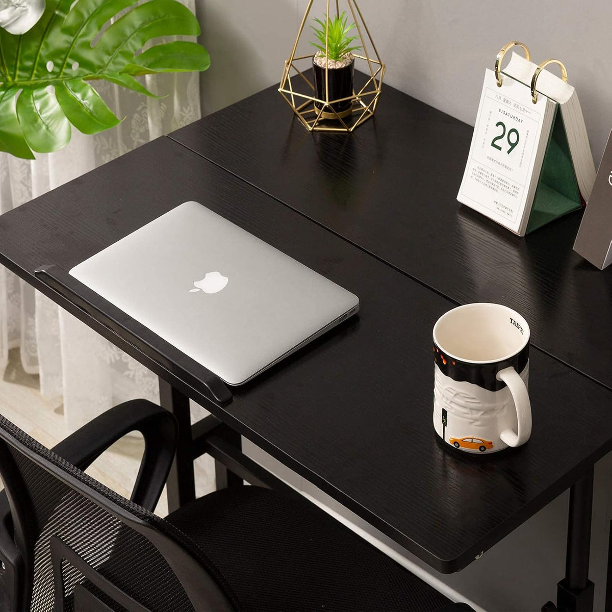 Black Mobile Standing Desk on Wheels Adjustable F1922