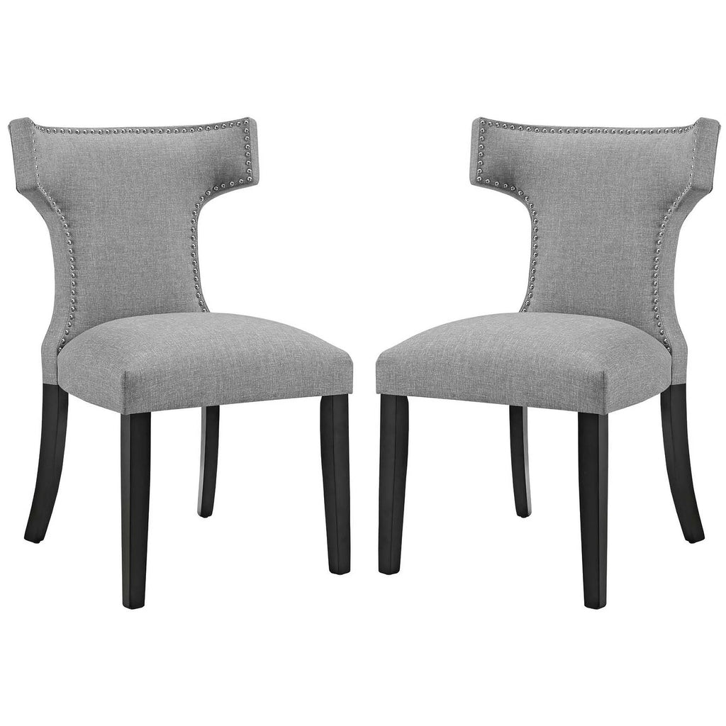 Light Gray Fabric Dining Side Chair Set of 2 J467734