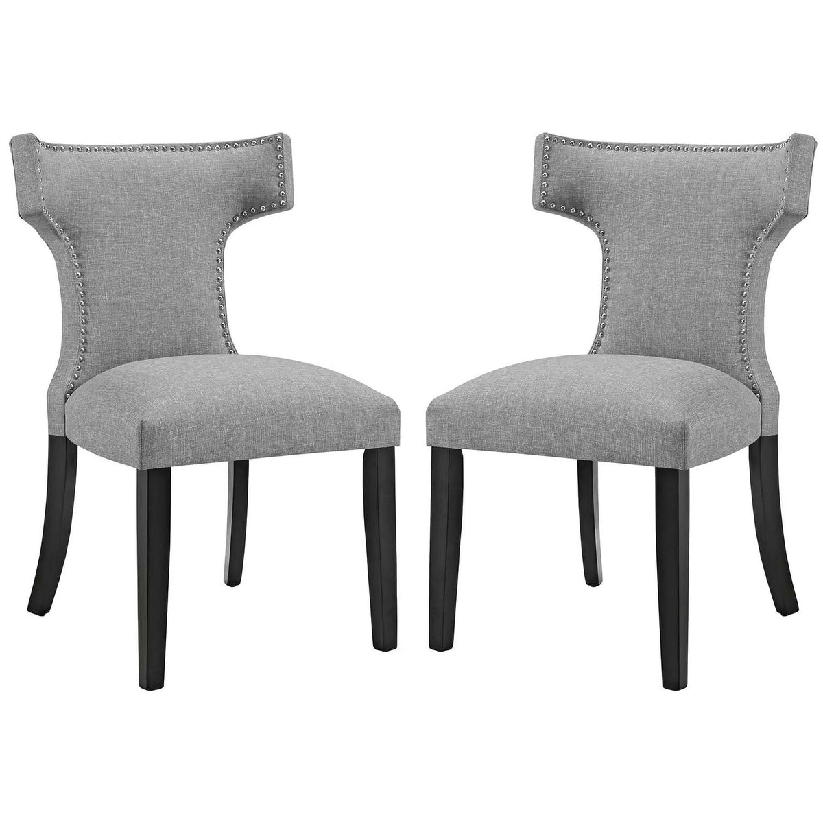Light Gray Fabric Dining Side Chair Set of 2 J467734