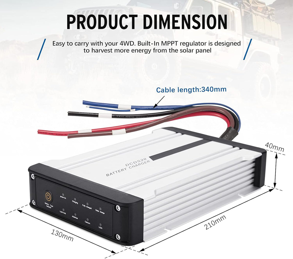 12V 20A DC to DC On-Board Battery Charger for AGM, Gel, Calcium, LiFePO4, VRLA Battery, Pack of 2 U357422