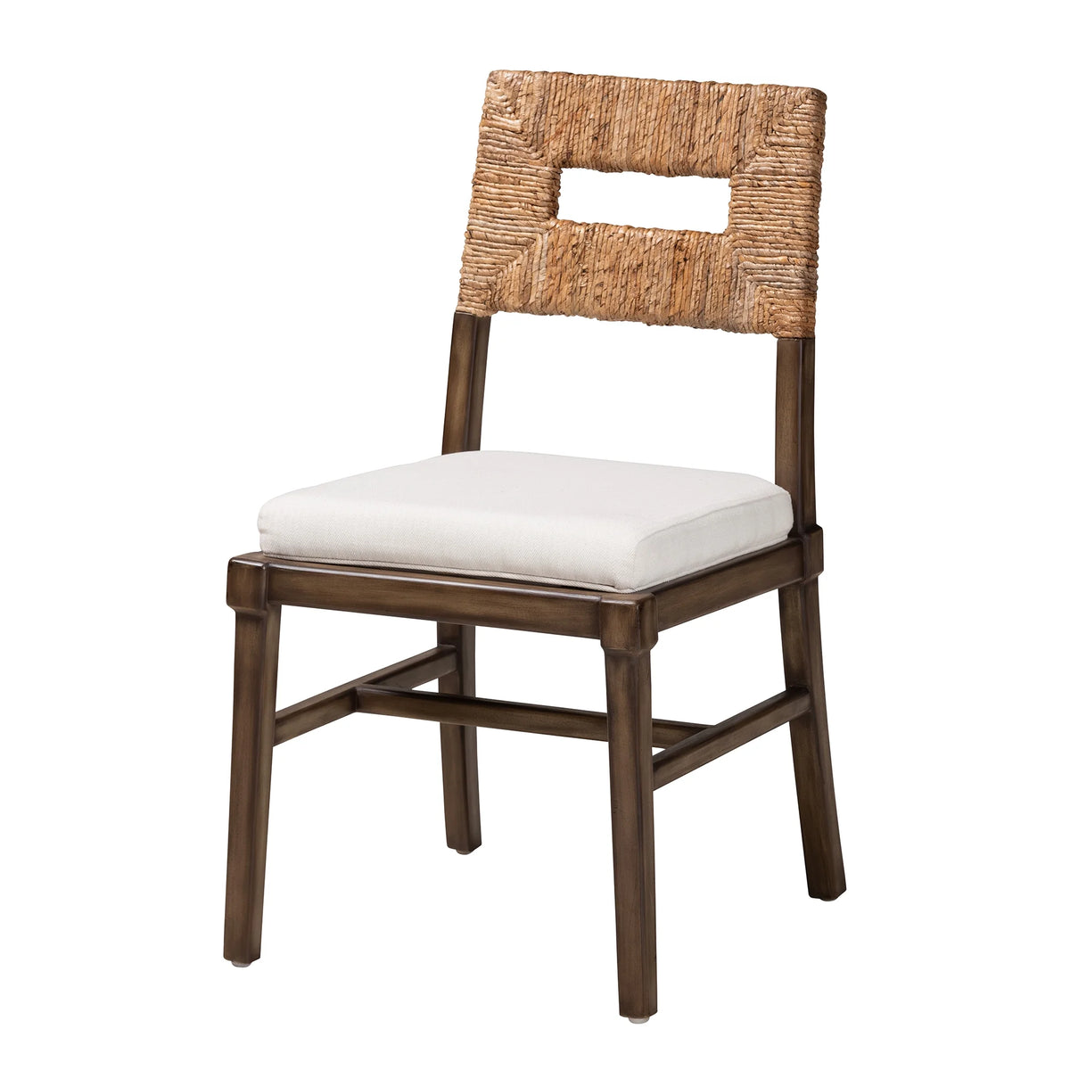 Dark Brown Mahogany Wood and Rattan Dining Chair A234574