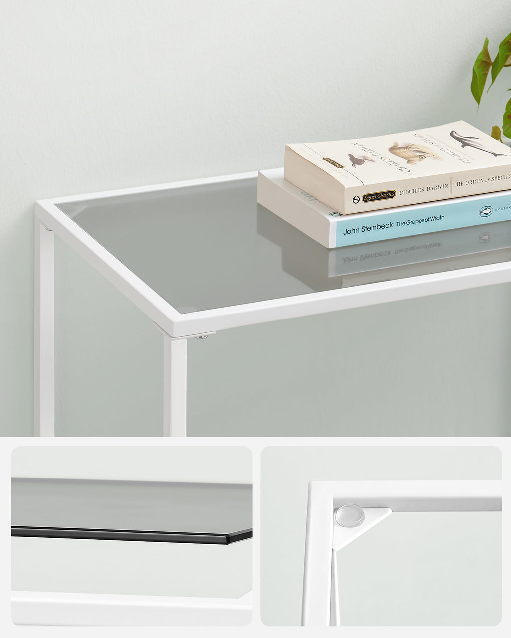 White Console Table with Glass Shelves M7270