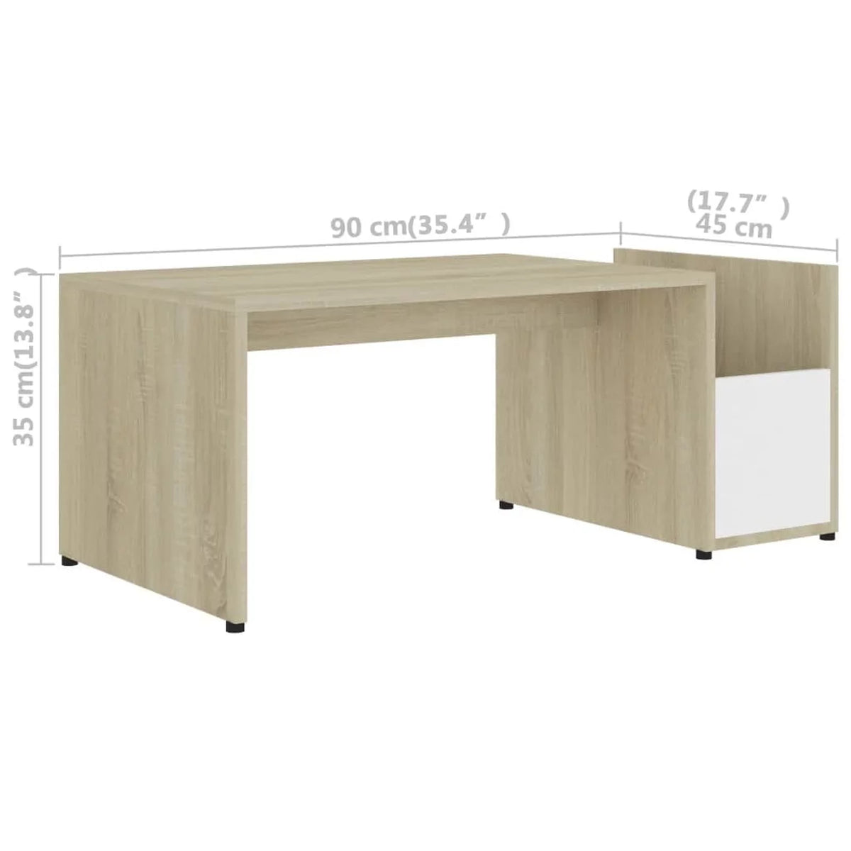White and Sonoma Oak Coffee Table with Side Storage Compartment S61921