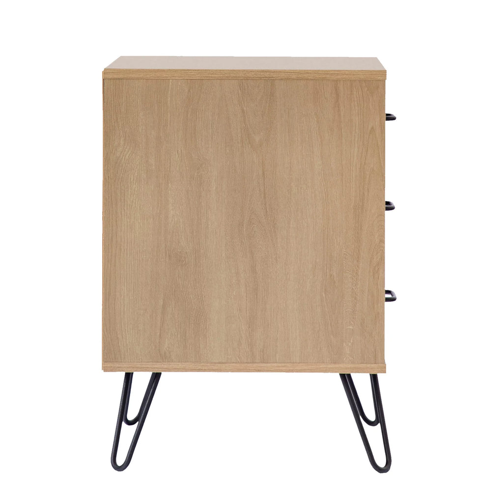 24 Inch 3 Drawer Wood Nightstand with Metal Hairpin Legs F397115