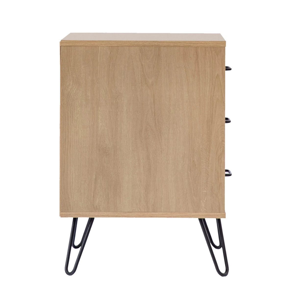 24 Inch 3 Drawer Wood Nightstand with Metal Hairpin Legs F397115