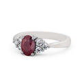 Oval Cut Red Ruby Diamond Solitaire Engagement Ring 14K White Gold Size 7.5 T287