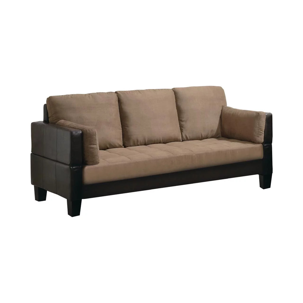 Brown Upholstered Sofa Bed with 2 Ottomans T94487