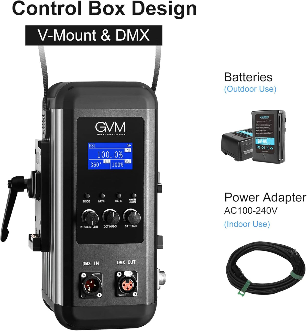 Dual Head Video Light 200W Bi-Color Continuous Lighting with Bowens, V-Mount, DMX, RGB, CRI97, 2700-7500K M212577