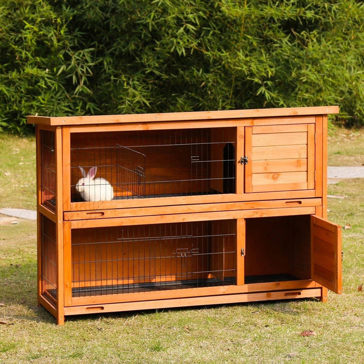 Wooden Rabbit Hutch Bunny Cage Small Animal Pet Cage G56348