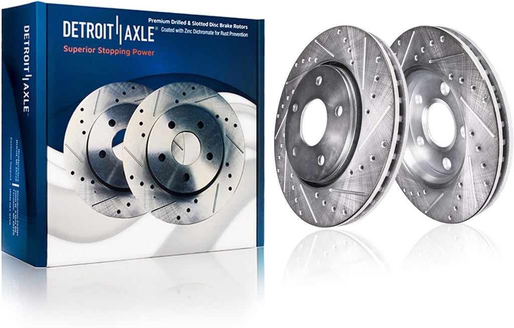 Front 12.6" & Rear Drilled Slotted Rotors + Brake Pads 10pc Set H39948